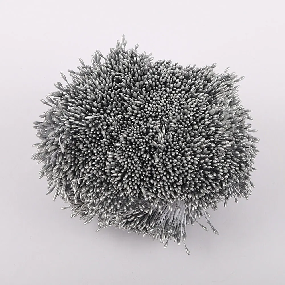 576pcs 1mm Gypsum and Cotton Cord Double Heads Stamen Pistil Cake Decorative Artificial Pearl Flower Stamen