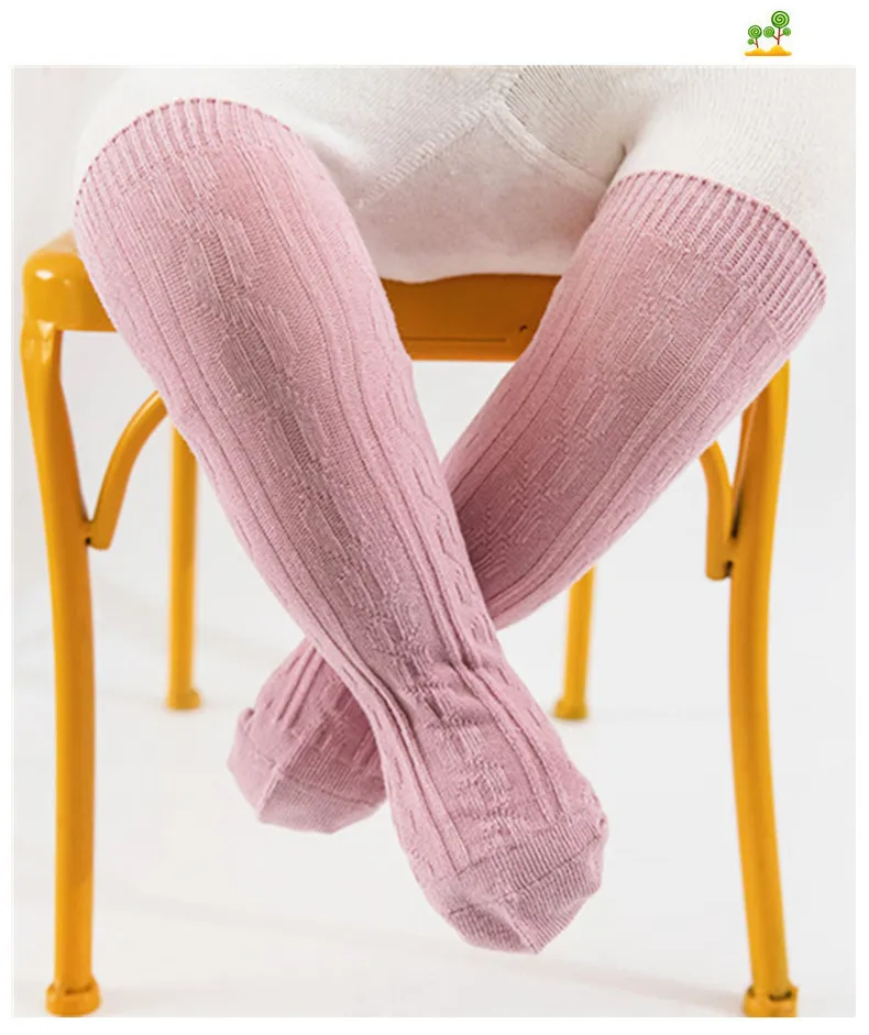 RTS на осень и зиму из хлопка конфетных цветов для малышей до колена высокие вязанные носки детей ясельного возраста; Вязаный миниатюрные гетры девочек; Хлопковые без пятки маленьких мальчиков девочек