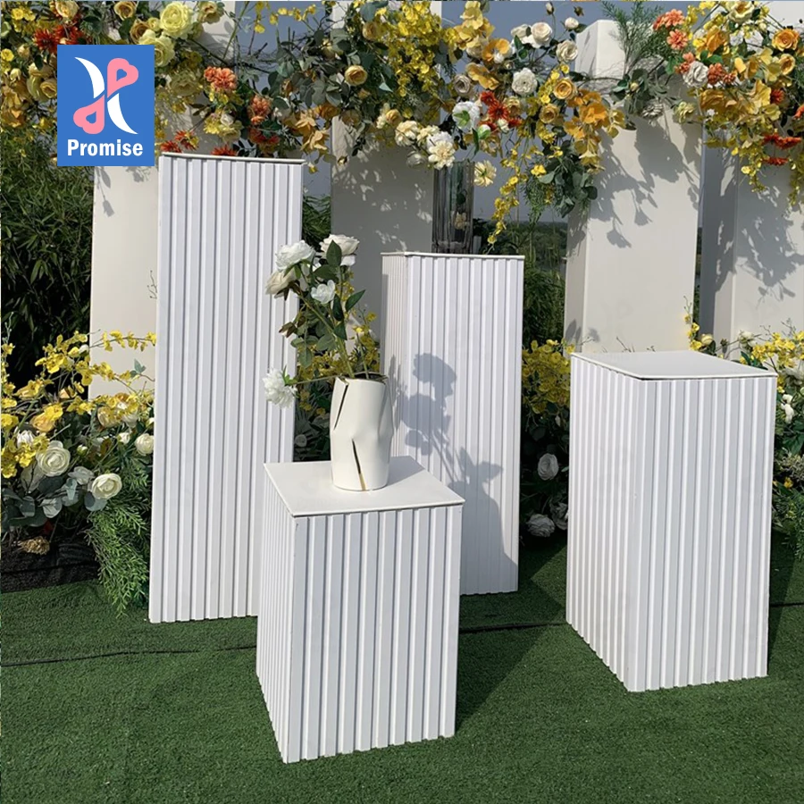 Promise Home Gardening White Square Pillar Flower Stand Wedding Background Decoration
