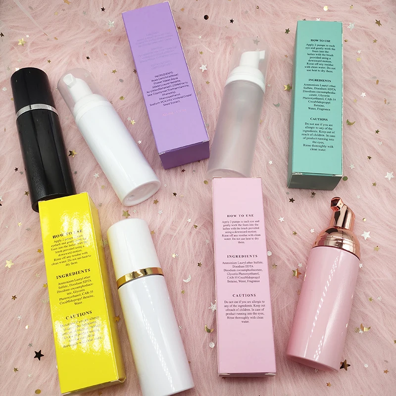 wholesale foam bottle for eyelash shampoo with bottle private label and foaming brushes kit