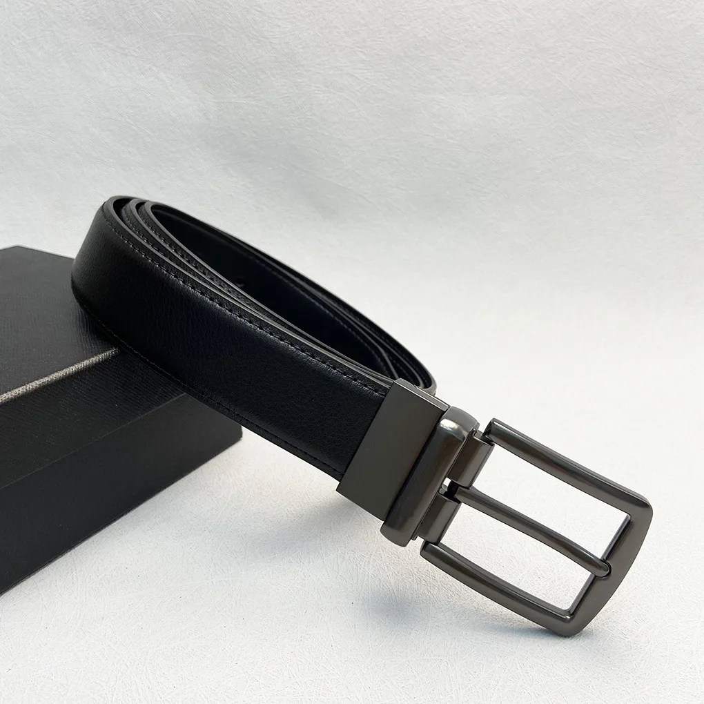 3.4cm New High Quality Pin Buckle Genuine Leather Belt Men Reversible Leather Belt Casual Business Belt Men