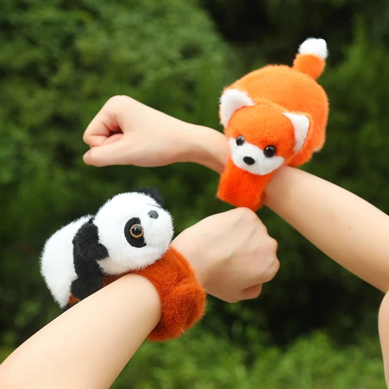 2024 New Custom Plush Toy Plush Forest Animal Hand Clap Bracelet Pat Belt Slap Fox Panda Capybara Raccoon Monkey Bracelet