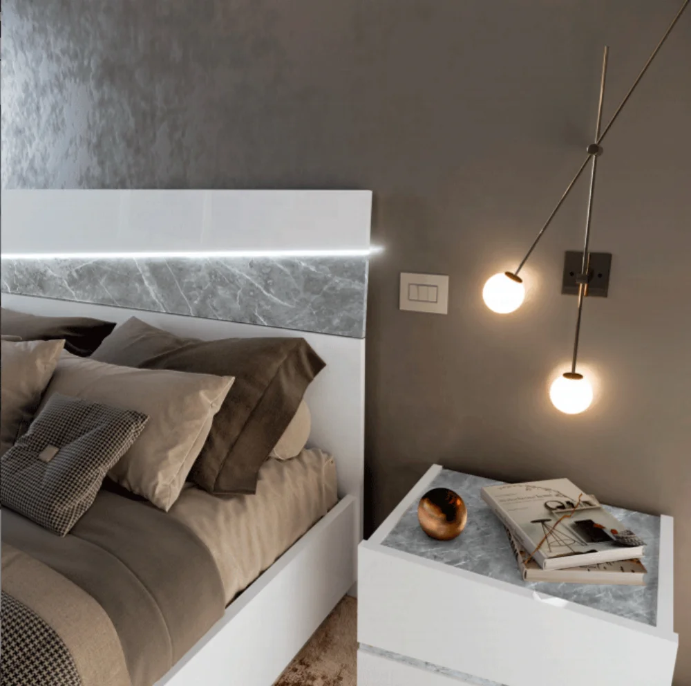 Nova Modern White Double Super king LED Bed Frame With Storage