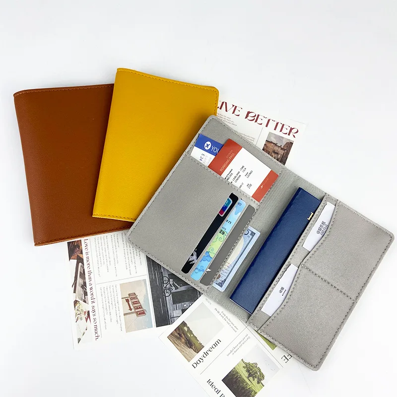 PU Multifunctional Travel Storage Bag Ins Style Passport Holder & Card Wallet Protective ID Bag in Multiple Colors