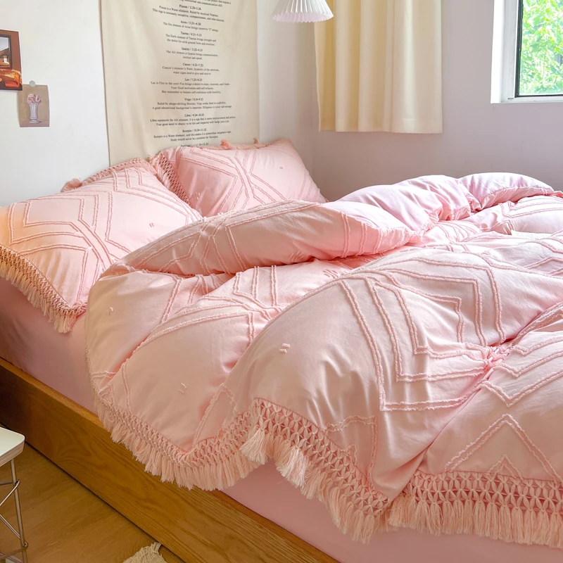 Sunny Textile Wholesale Jacquard Tufted Bedding With Tassel Bohemian Duvet Cover Set