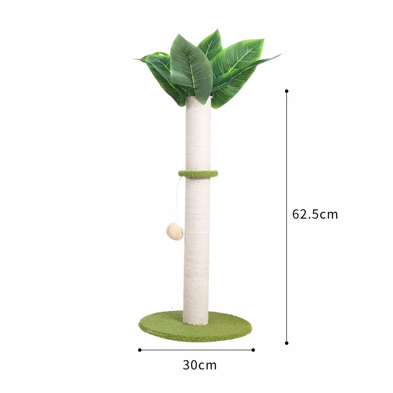Cocoa Palm Cat Tree Cat Scratching Post White Sisal Rope With Leaves