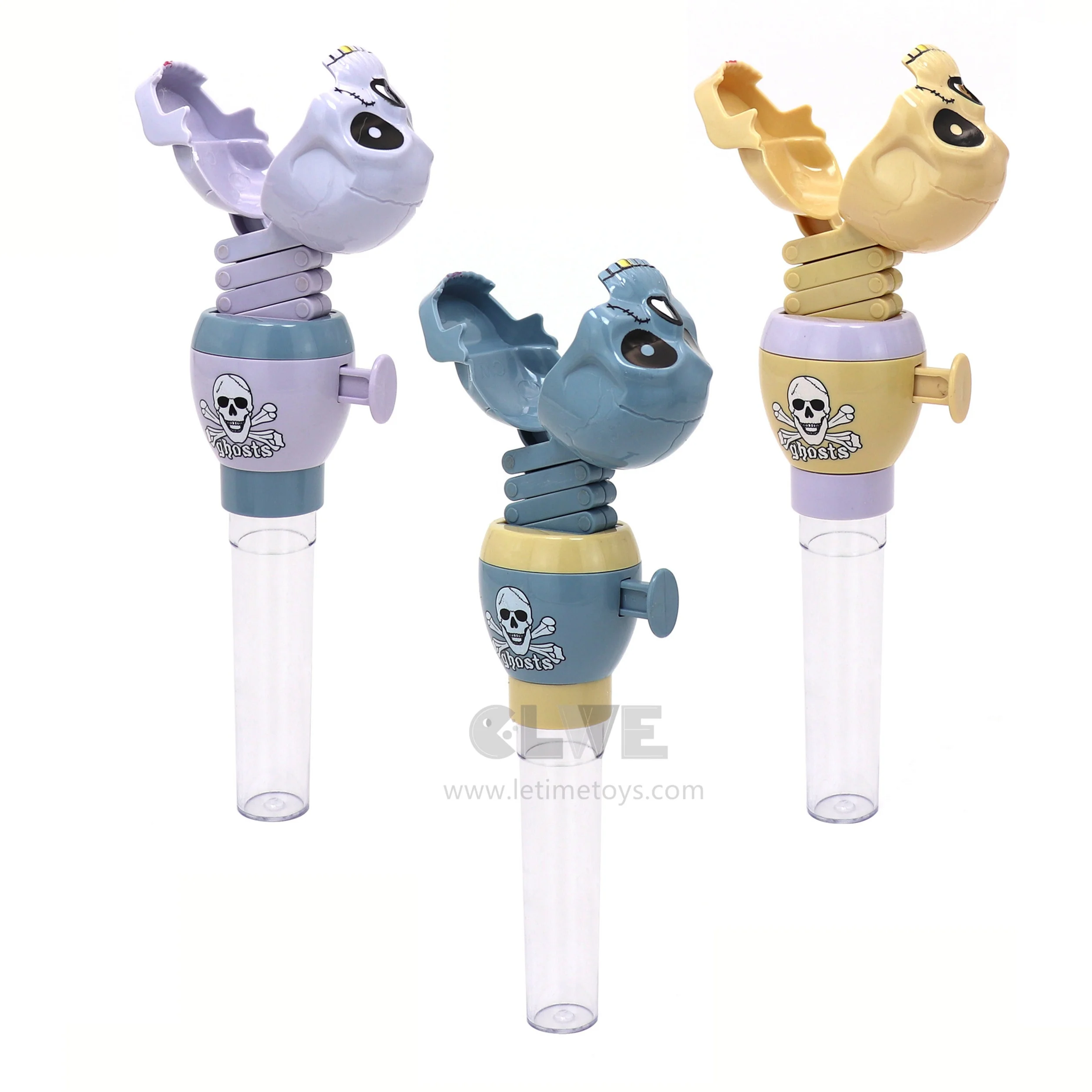 Telescopic Spring Manipulator ghost head Toy candy novelty extendable sugar tube Parent kids interactive activities candy toy