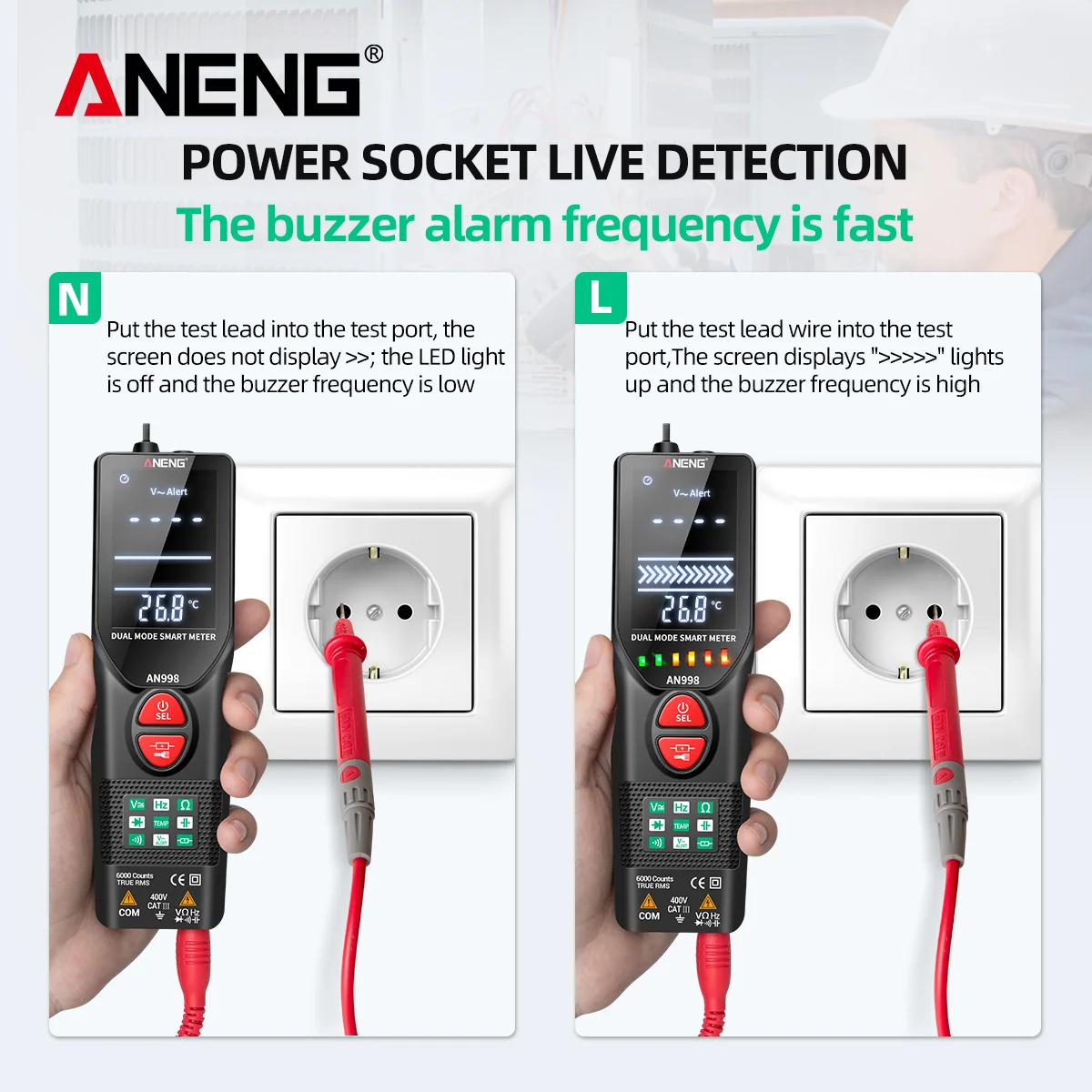 ANENG AN998 Digital 6000 Count Professional Multimeter Electronic Auto Range AC/DC Voltmeter Temperature Ohm Hertz Detector Tool