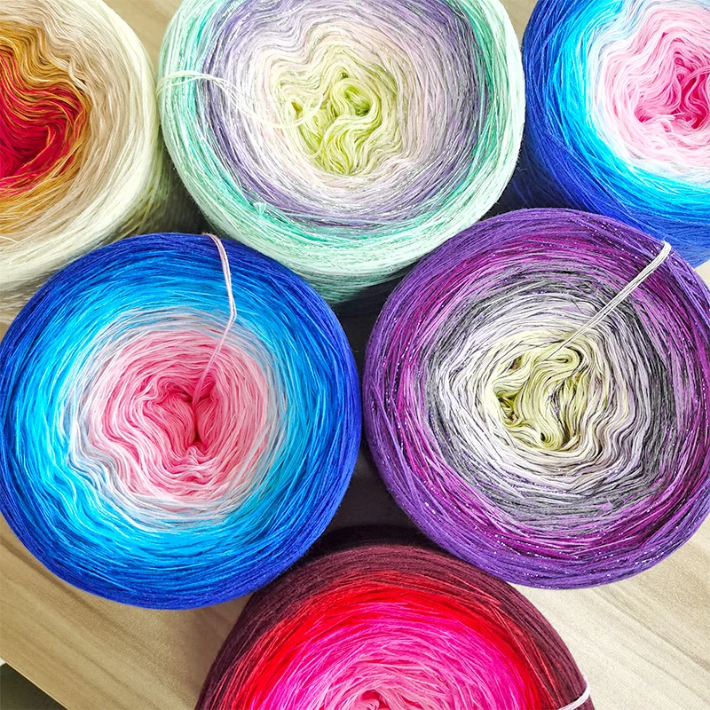 New Factory wholesale space dye Cotton crochet yarn DIY knitting cake ball