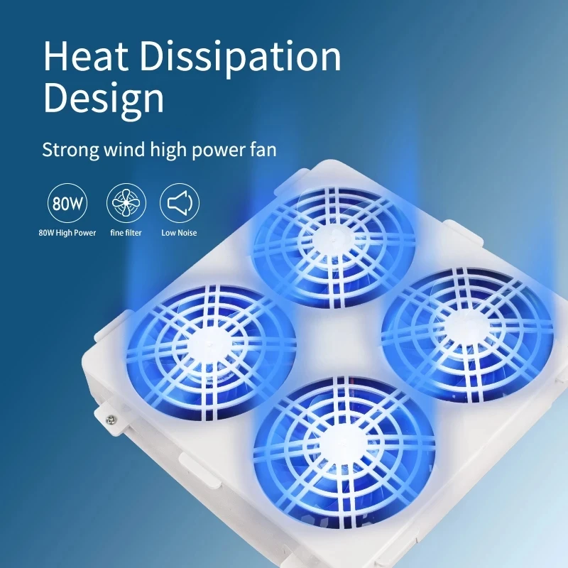 Powerful Nail Suction Dust Collector Low Noisy 4 Fans Strong Nail Vacuum Cleaner with 2 Dust Collecting Bag Nail Art Equipment