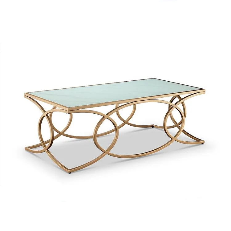 Современный кофейный столик с металлической основой, современная модель белого и золотого цвета, мебель для гостиной, прямоугольный мраморный журнальный столик