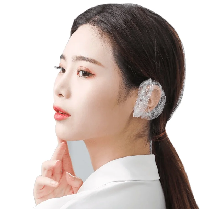 100 pcs/bag  Disposable Earmuff Plastic Cover Waterproof Ear