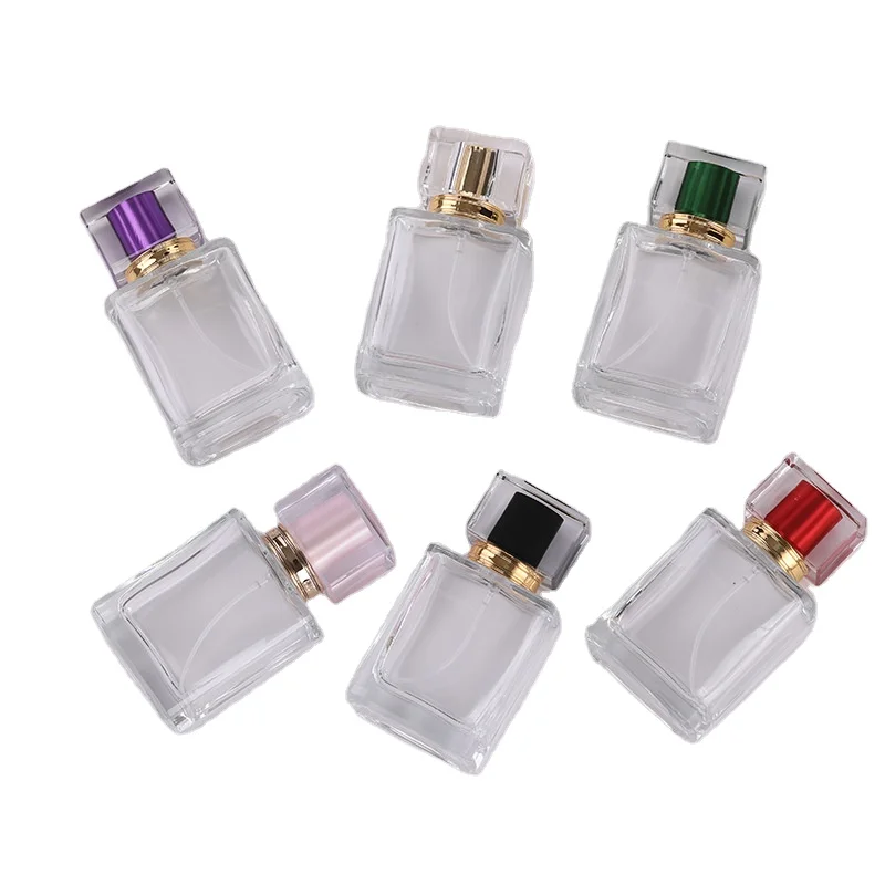 MUB custom 30ml 50ml clear color flat square empty glass bottle perfumes bottle