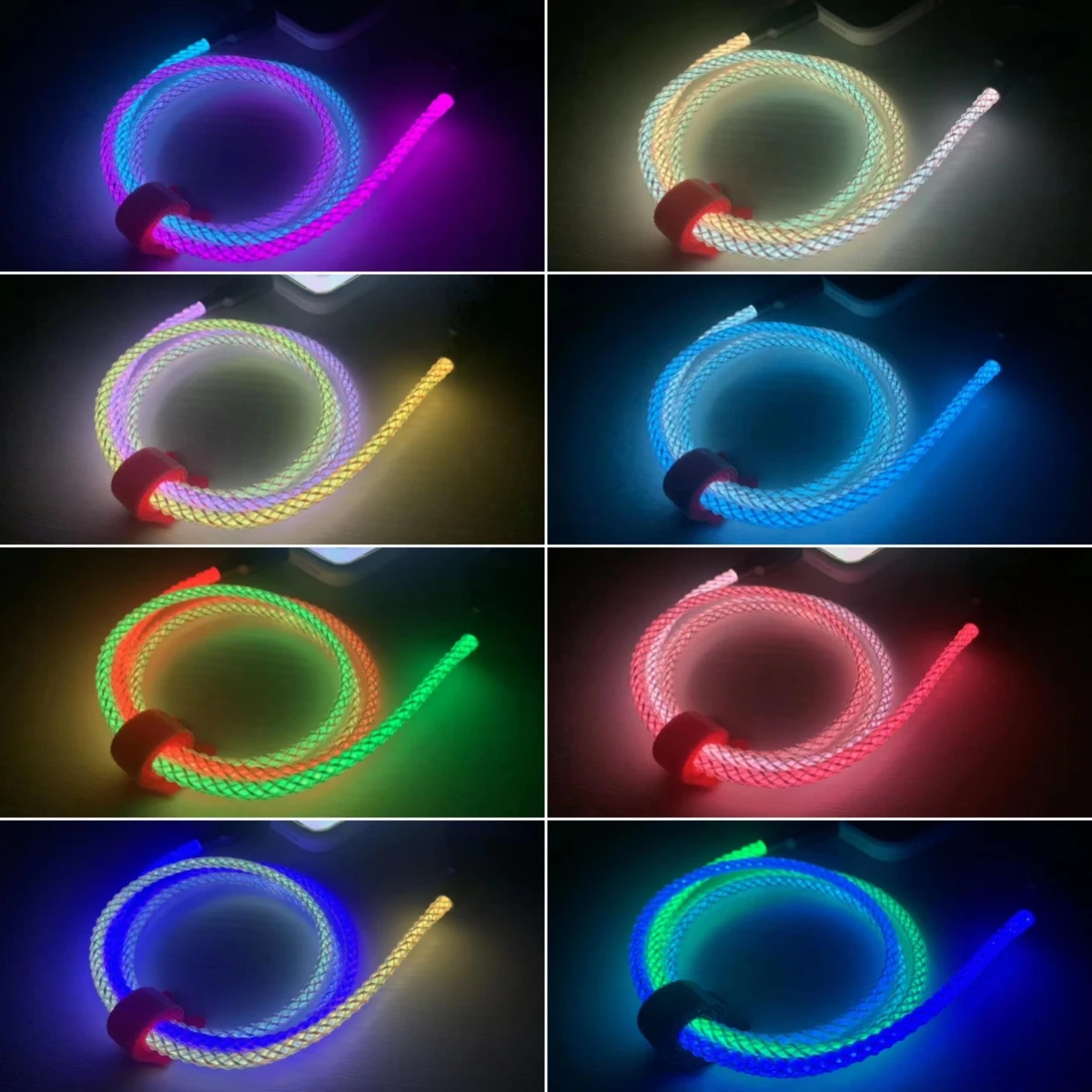 100W RGB Star Light Type C Data Cable Optical Flowing  Light  180 Degree Rotation USB Cable with Breathing LED Light