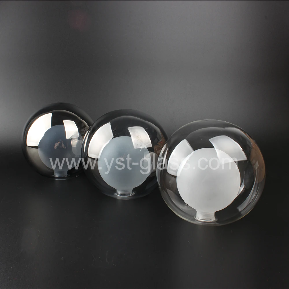 Double Round Screw Amber Blown Glass Lamp Shade For Household Lighting