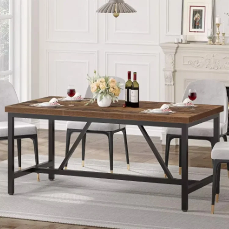 Kitchen Dining Table Set For 4 Space-Saving Dinette Table Set With 2 Benches Dining Room Table Set With Metal Frame Board