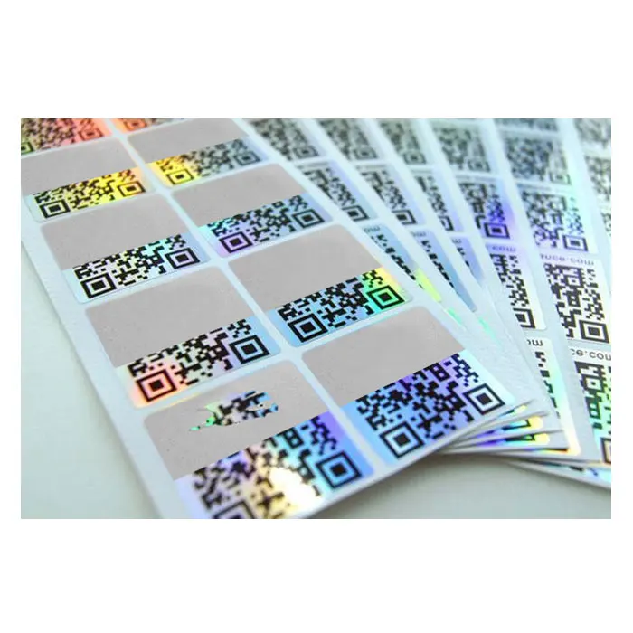 Custom Euro Laser Security Holographic Sticker scratch off QR Code serial number 3d Hologram label Sticker
