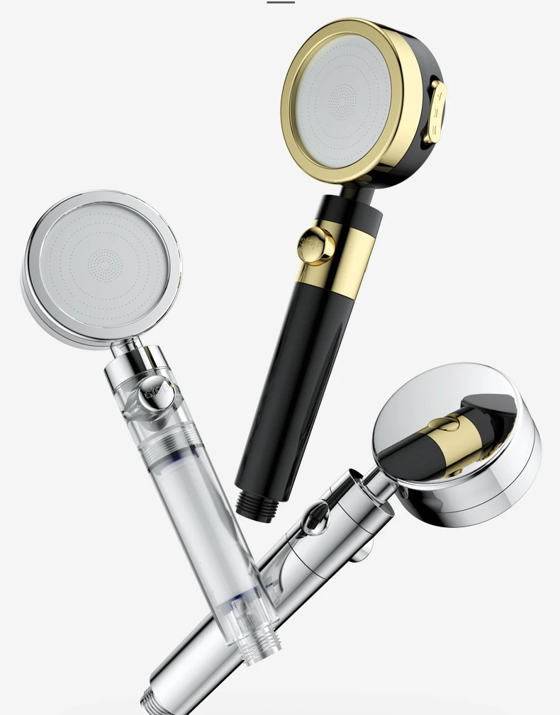 Трехфункциональная хромированная водосберегающая насадка для душа высокого давления ABS с кнопкой остановки воды