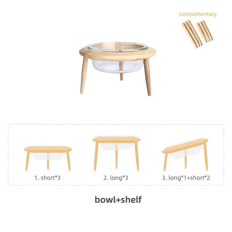 Manufacturer Adjustable Cat Bowl Dog Food Pet Feeders With Wood Stand