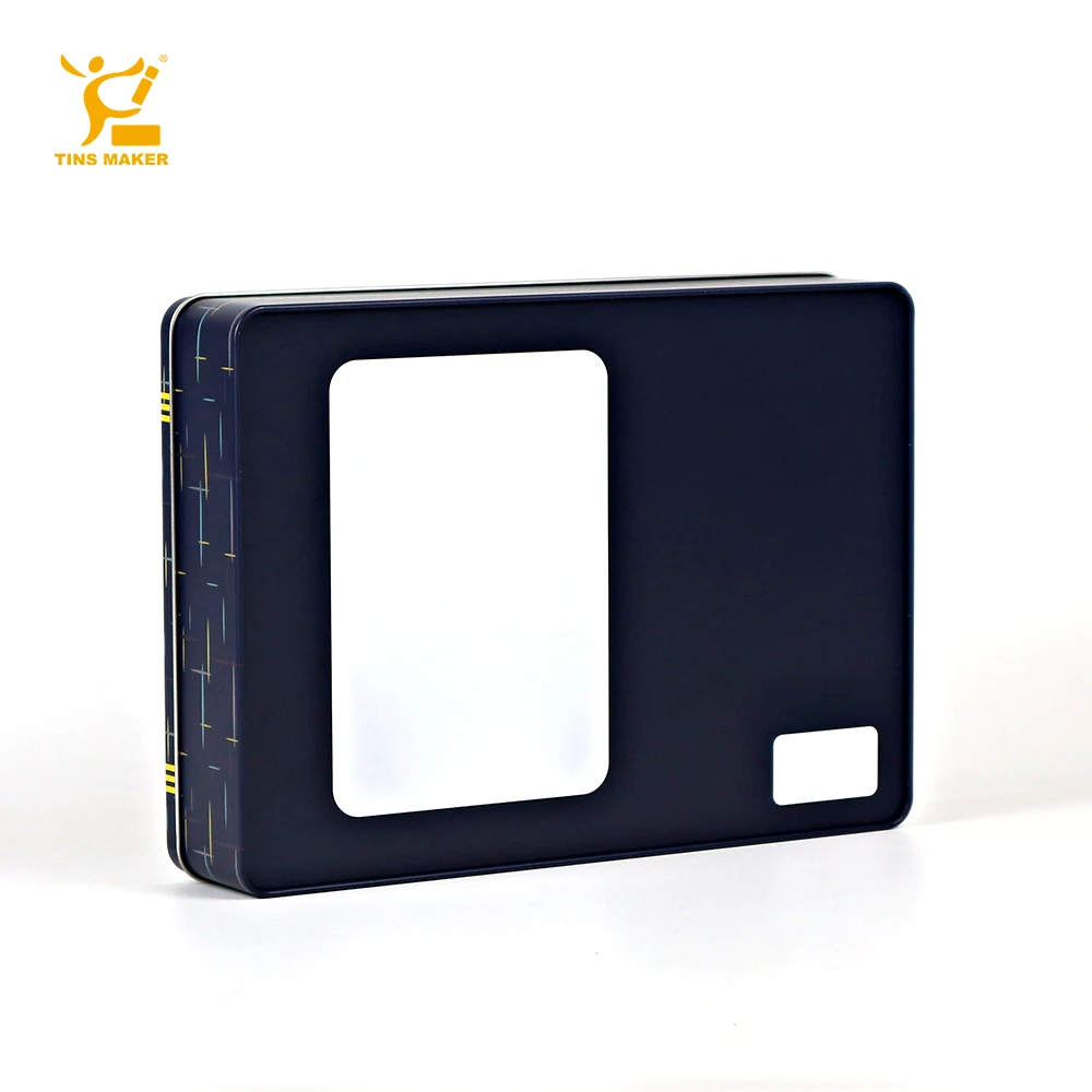 Black Rectangular Storage Tin Box Square Metal Collection Display Rack For Tea Candy Biscuits Black Electroplated Tin Box