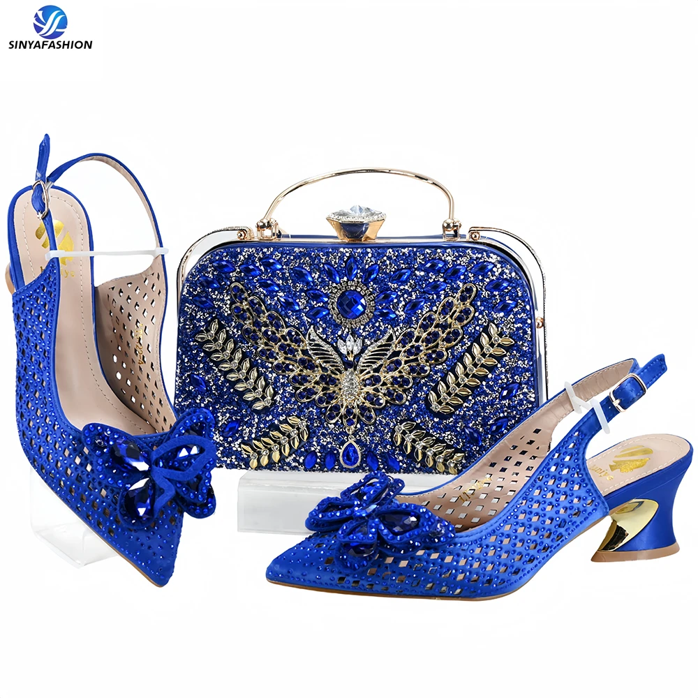 Sinya New Arrival High Quality African Ladies High Heels Italian Matching Shoes And Bags Set For Women
