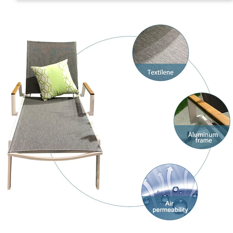 Durable Folding Aluminium Beach Sun Lounger Outdoor Beach Pool Folding Lounger Sunbed Outdoor