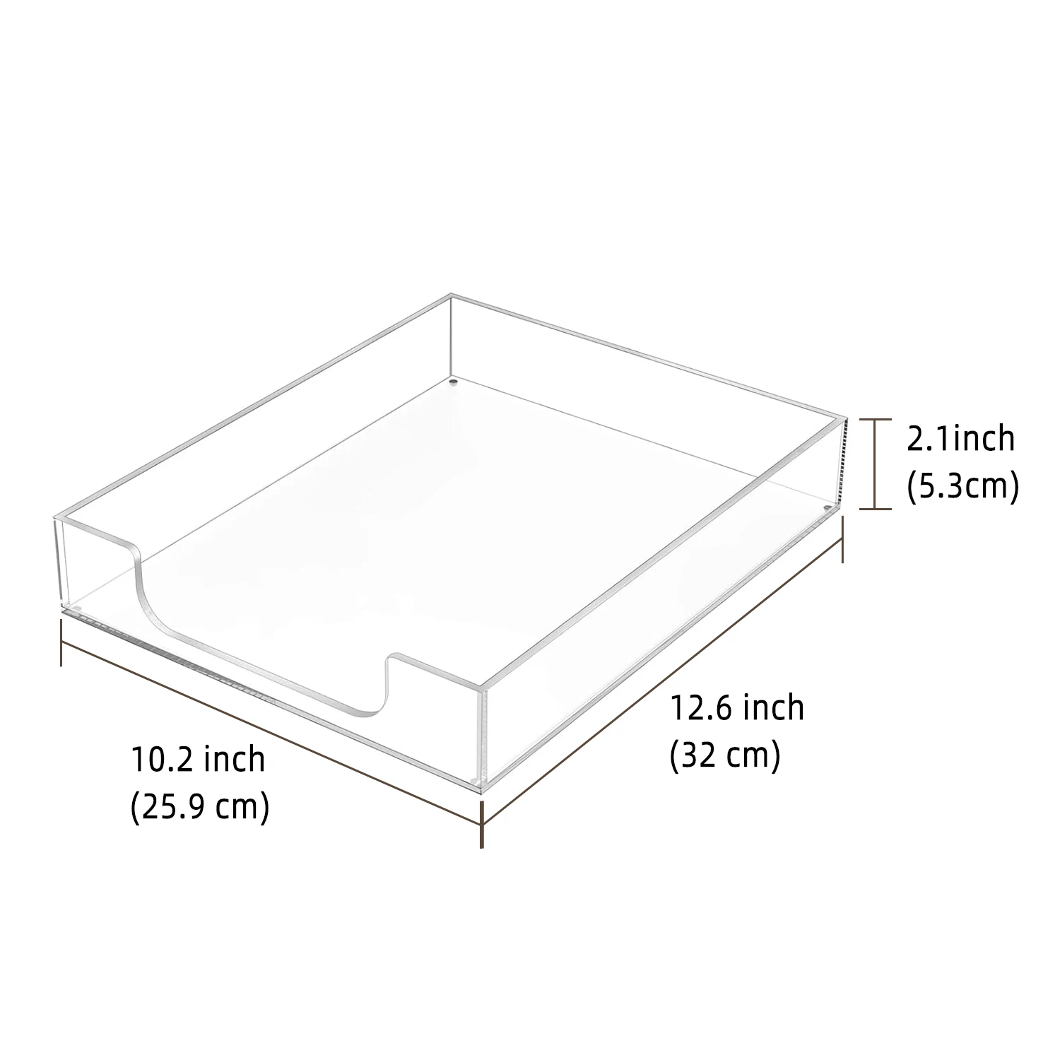 Acrylic Clear Letter Tray Desk Organizer for Paper Documents Files Stationery-Storage Bin for Magazines Folders Notebooks
