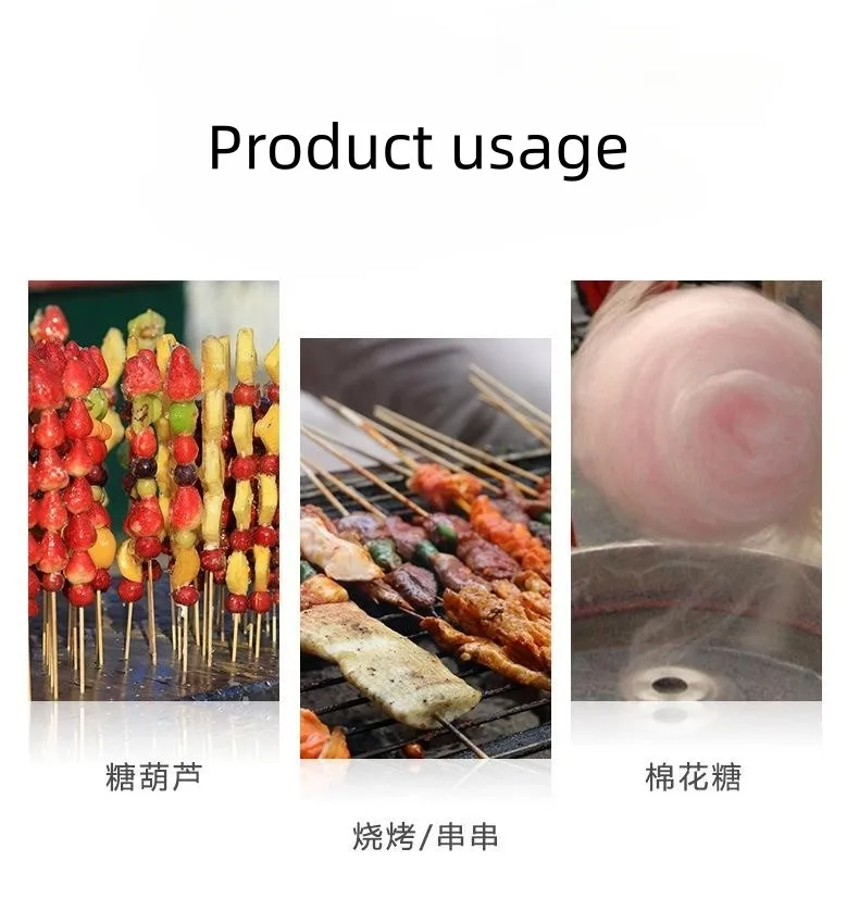 Barbecue Bamboo Sticks Large Bamboo Bbq Wood Stick Skewer 40 Cm Long Hot Dog Bamboo Barbecue Sticks