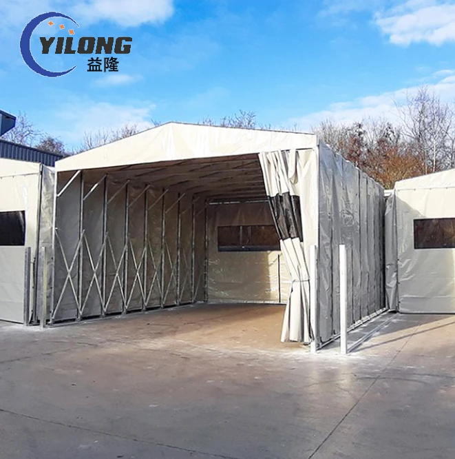 Easy installation canvas roof steel structure retractable car garage carport shade