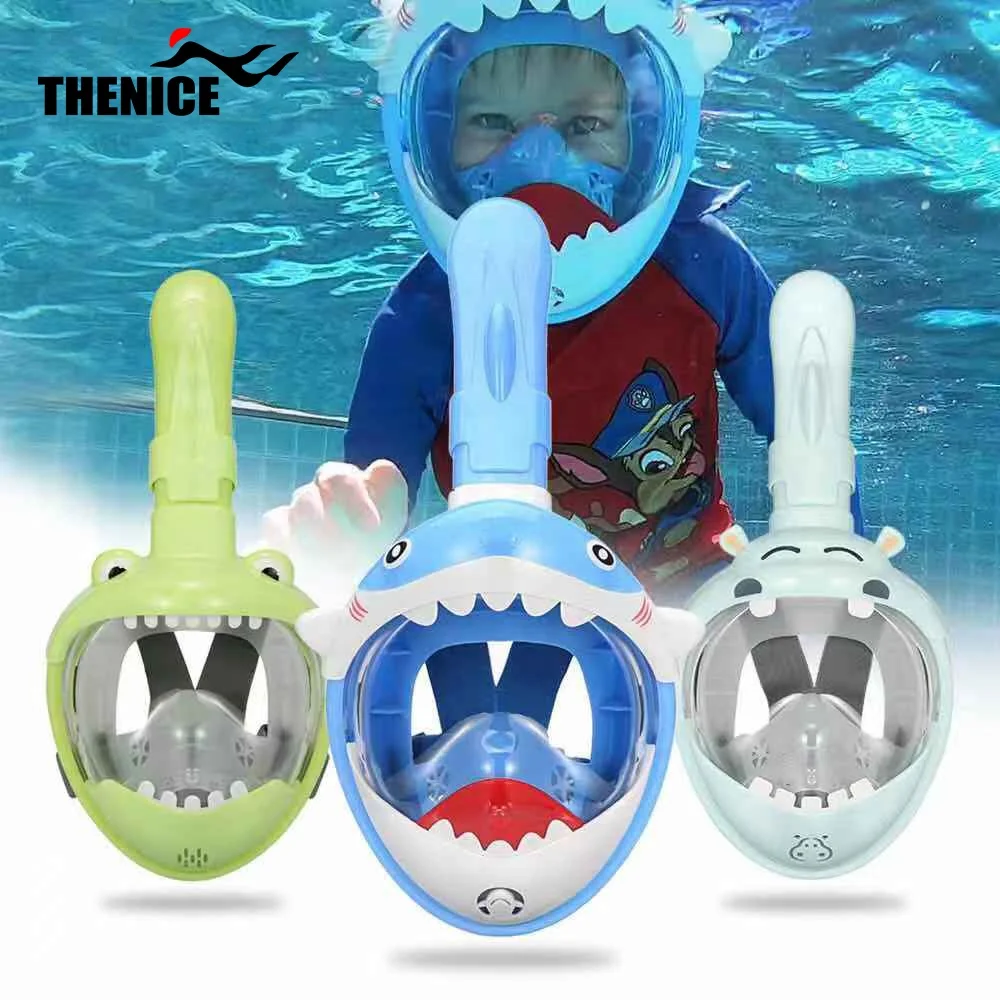 
THENICE new design kids anti fog snorkeling equipment full face diving mask set 