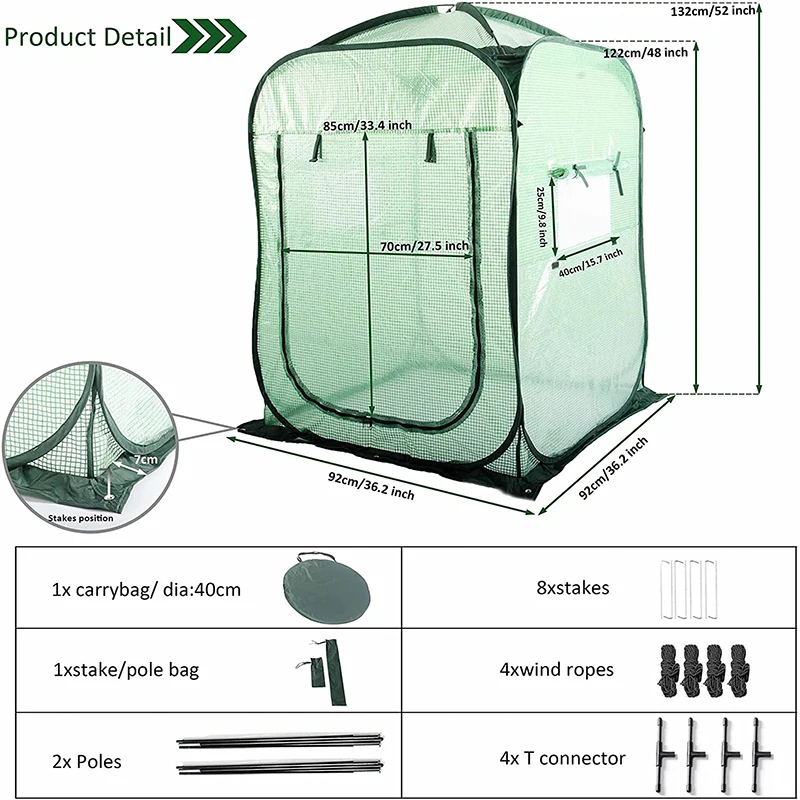 Factory Custom Wholesale Indoor Outdoor Gardening Plant Pop Up Greenhouse Tent with PE Mesh Cloth Cover for Protecting Plant