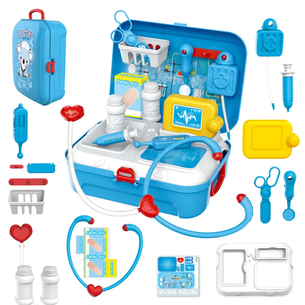 17pcs Kids Pretend Doctor Set Portable Backpack Medical Kit Doctor Toys Classic Role Play Game Toys for Children Gifts