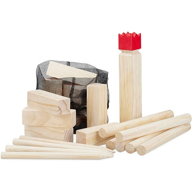 Premium Kubb Viking Chess Toss Game Set With Net bag Yard Throwing Toss Kubb Games