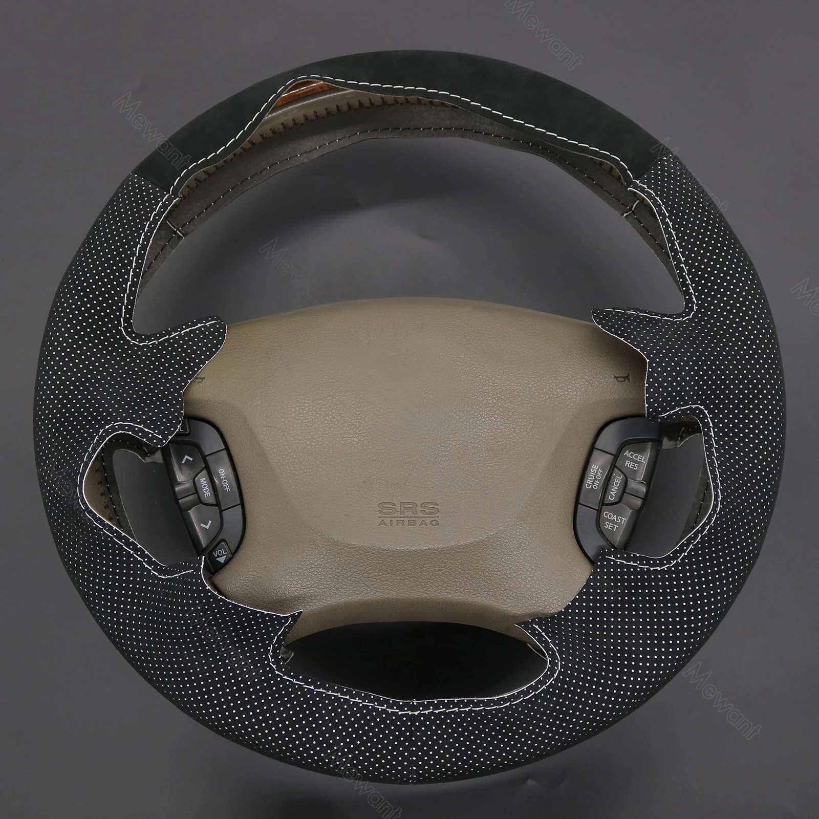 Custom Hand Stitching Meshed Athsuede Steering Wheel Cover for Nissan Patrol Y61 Maxima  Pathfinder Elgrand E51 1997-2015