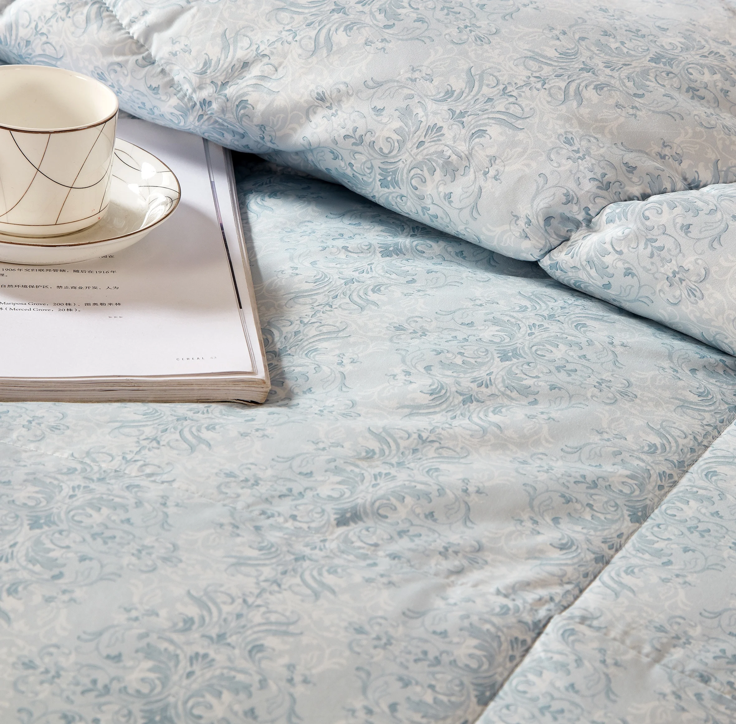  100% Poly Pongee Quilt Printed Fabric Duvet Down Filling