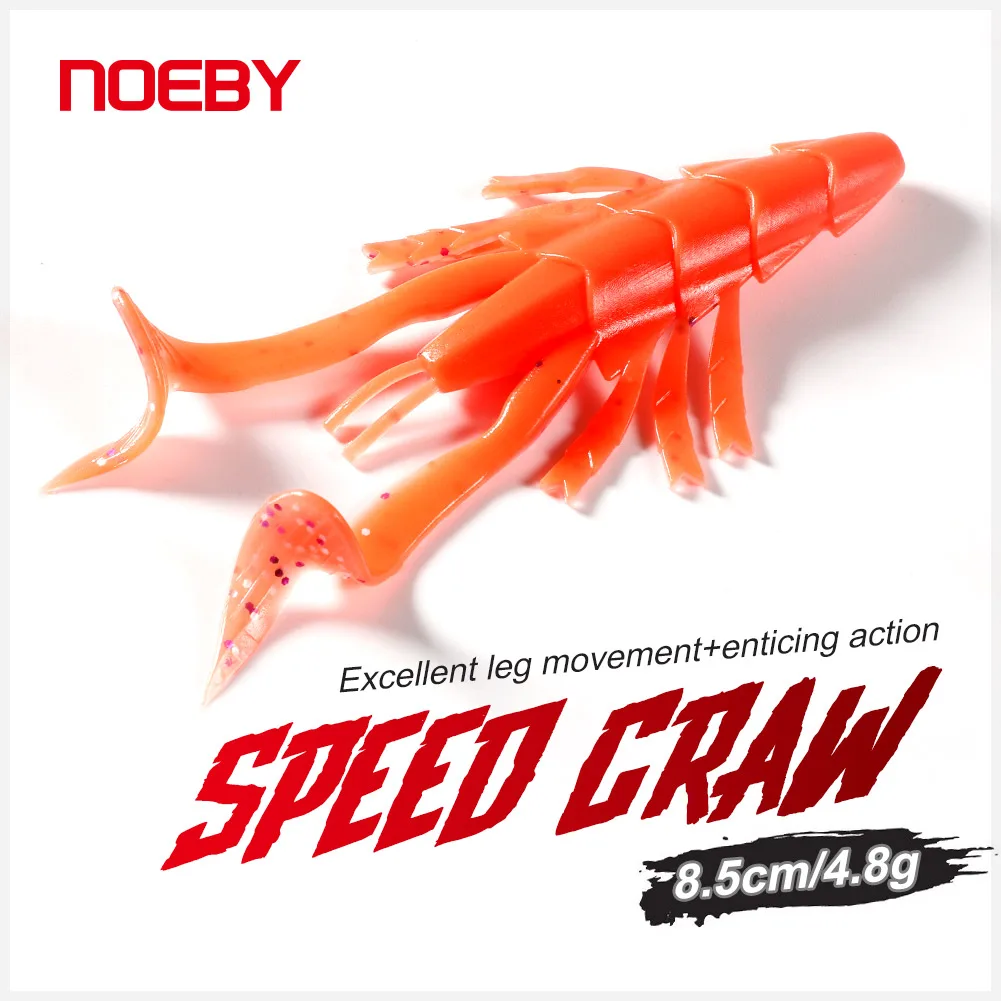 NOEBY Silicone Soft Lure Shrimp Worm Wobblers 85mm 4.8g Plastic Prawn Lure PVC Material Swim Bait Artificial Bait Fishing Lures
