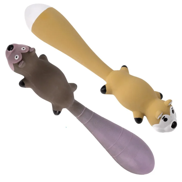 New Animal Shaped Latex Dog Toy with Long Tail Squeaky Interactive Pet Toys Safety Natural Rubber Dog Toy