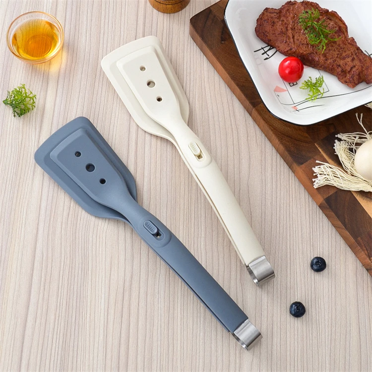 2 in 1 Silicone Clamp Spatulas & Tongs Omelette Spatulas Fried Steak Clamp Flipping Fish Gripper Bread Clip Double Sided Spatula