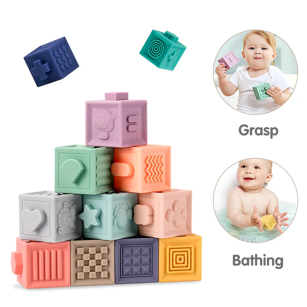 Tumama Kids Soft Grasp Ball Toys Building Blocks Toy Sets 12 Pcs Magic Cube Colorful Stacking Blocks Sets Toy for Child and Baby