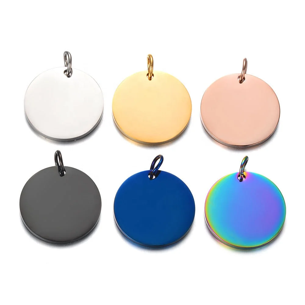 Stainless Steel Mirror  Polish Round Pendant DIY Titanium Steel Jewelry Accessories 22mm Round Pendant