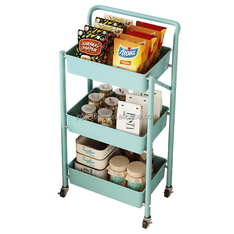 New Kitchen Shelving Collapsible Cart No need to Install Portable Trolley Cart for Kitchen and Living Room