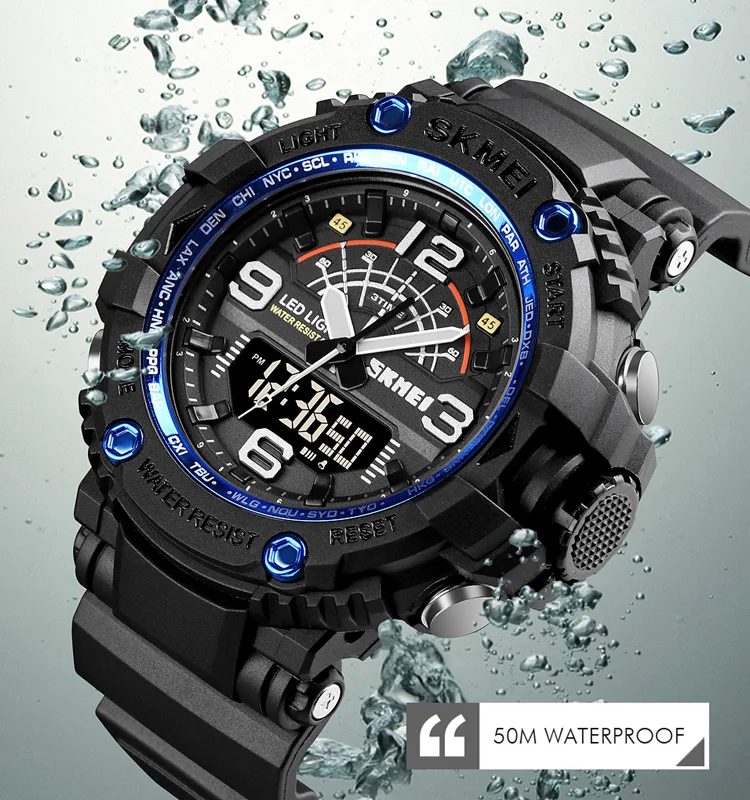 Hot selling 3time digital sports men wrist watch electronic wristwatches 5atm waterproof SKMEI 1617