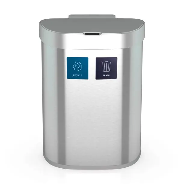 Touchless trash can sensor with soft close hotel waste bin stainless steel