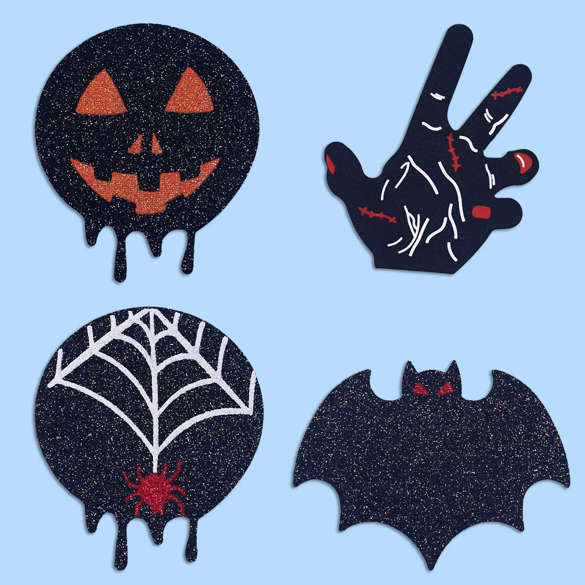 Wholesale Bat Sexy Breast Nipple Pasties Sticker Disposable Black Glitter Pasties Cover for Rave Intimates Accessories