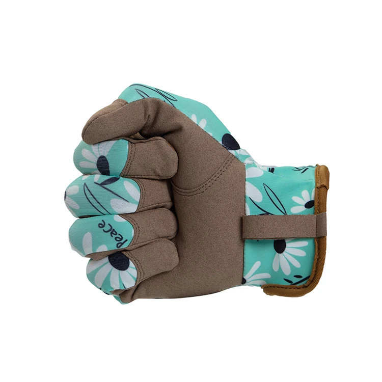 Fashion Floral Printing Labor Work Gloves Synthetic Leather Gloves Garden Work Gloves