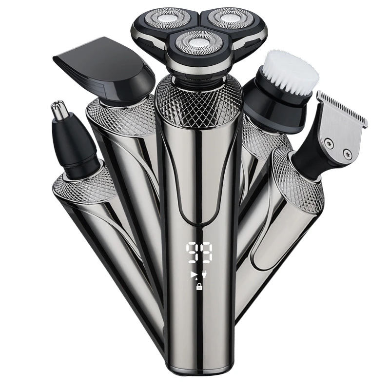 5 in 1 multifunction trimmer men grooming kit waterproof cordless rotary usb charging rechargeable electric shaver