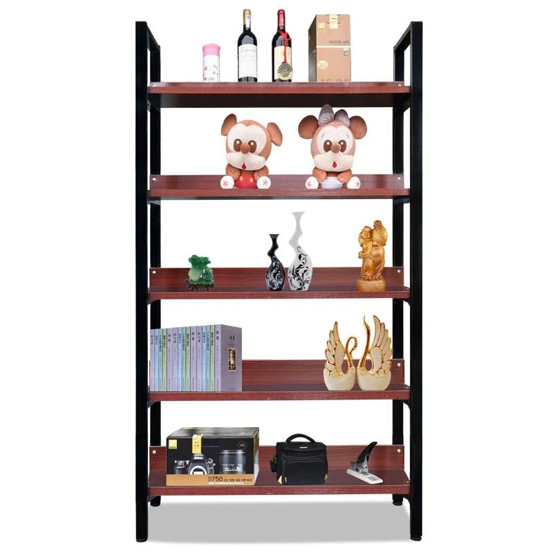 Hot Selling Metal Bookcase With 4Wooden Shelves Multifunctional Rustic Bookshelf For Home Living Room Office Library Room