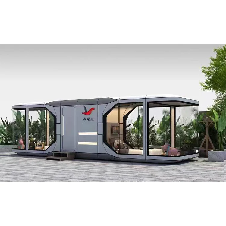 Luxury mobile house landscape architecture steel structure prefab resort mobile capsule house