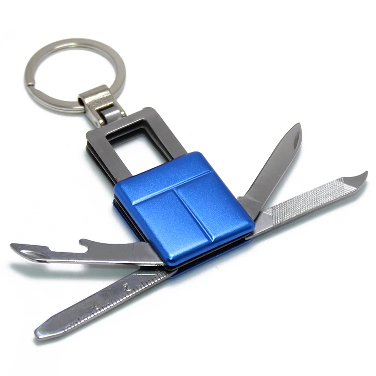 4 in 1 Mini Tools Rule Key Chain Beer Opener Promotional Stainless Steel Metal Bottle Opener Pocket Knife Tools Keychain