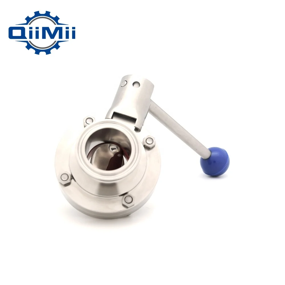 Clamp Ends Pull Handle Hygienic Stainless Steel Clamp Butterfly Valve